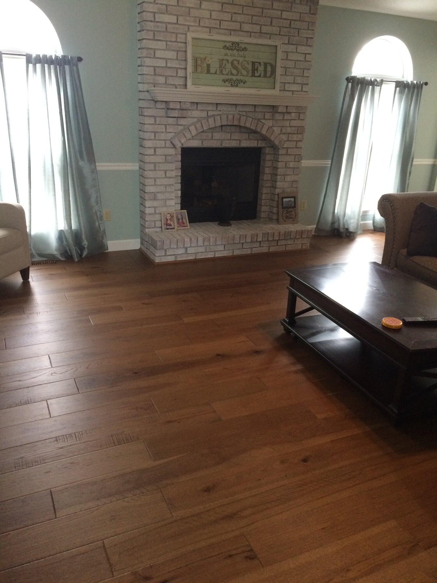 Beautiful hardwood flooring in a modern living room